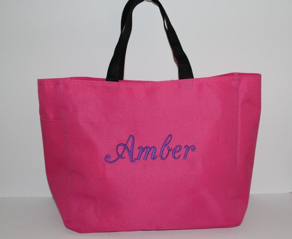 Pink Tote Bag Womens Tote Bag Monogrammed Bag by UrbanThreader
