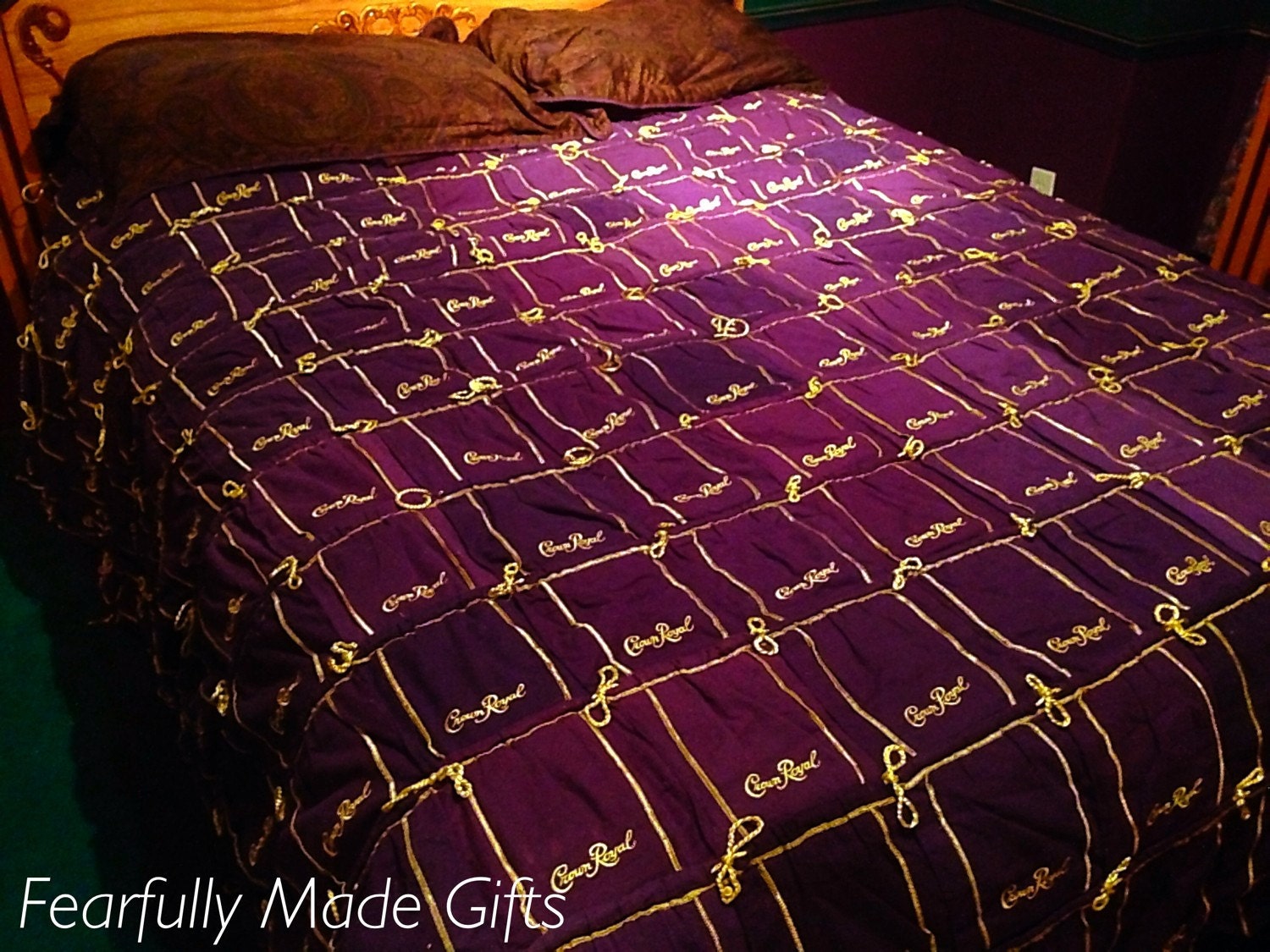 SALE Handmade Crown Royal Bag Quilt Blanket Comforter King