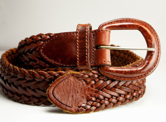 Women's woven leather belt in a rich by ModernRenaissanceMan
