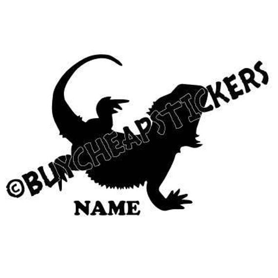 Download Bearded Dragon Silhouette with Name Decal/Sticker 4X4