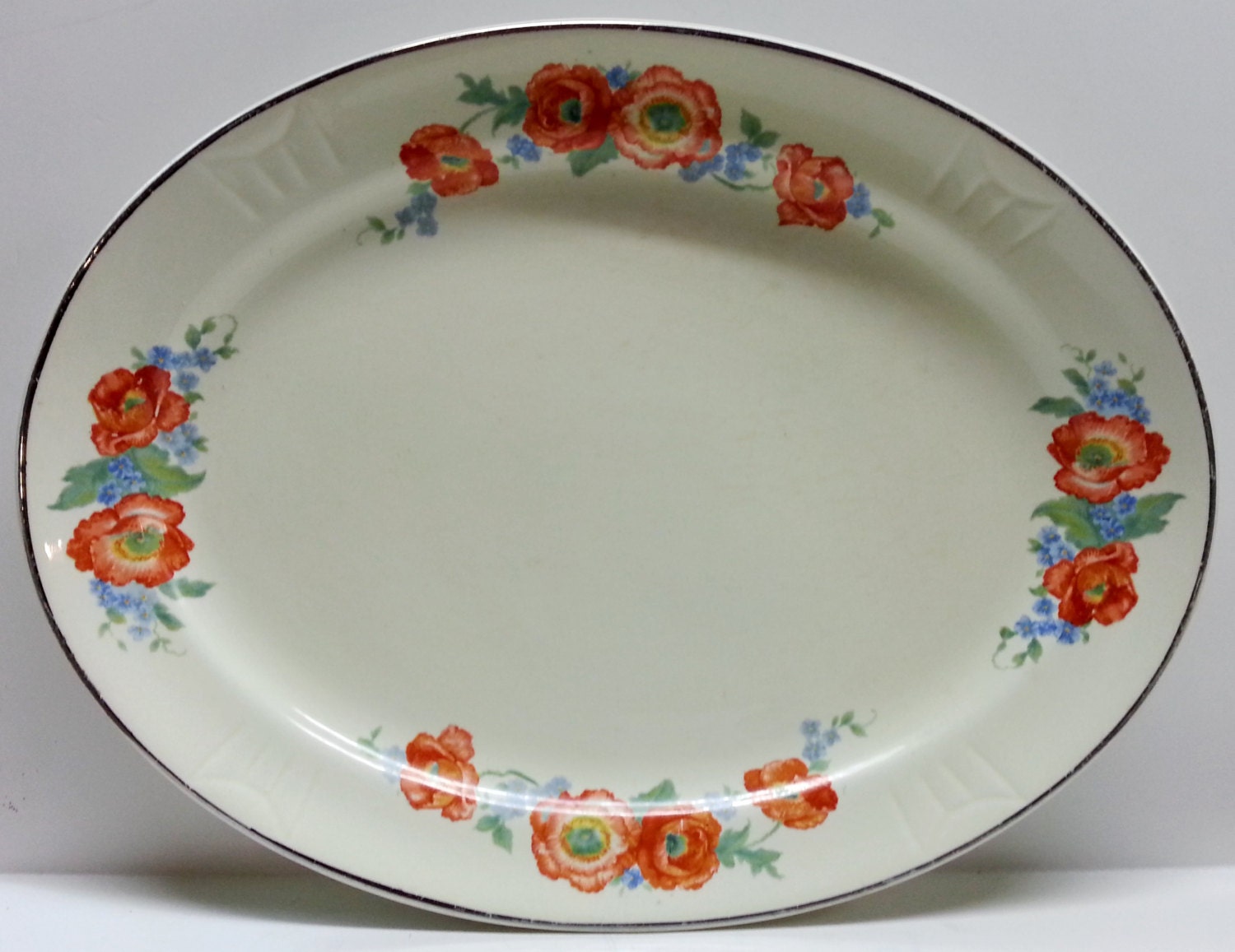 Hall’s Orange Poppy Oval Serving Platter Great American Tea Co USA