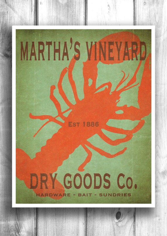 Typographic Print, Martha's Vineyard Poster, Wall decor, Wall Hanging, Custom Print, Kitchen Print, Lobster Print, Custom Typography