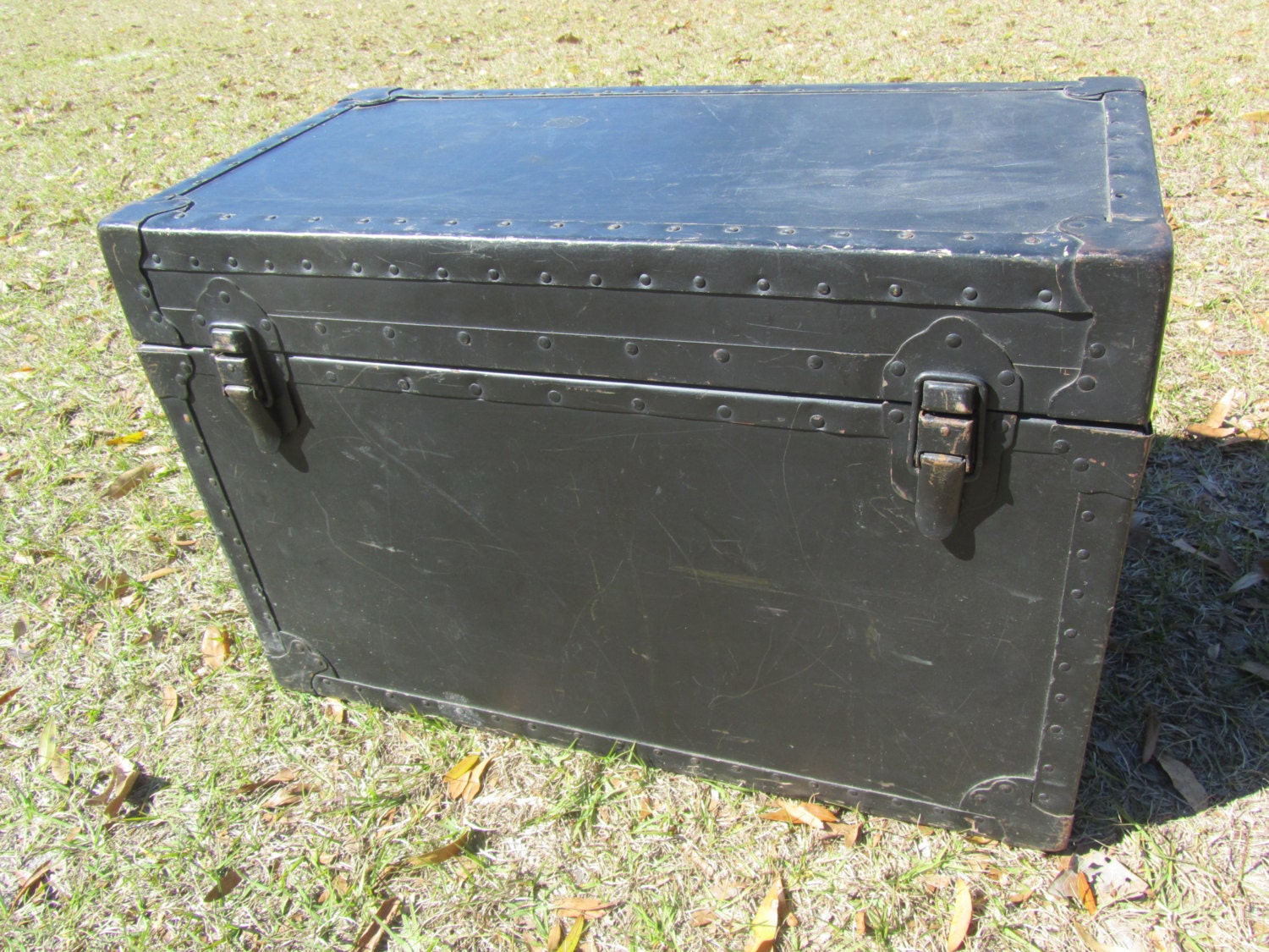 Vintage Metal Trunk Military Film Trunk Container Military