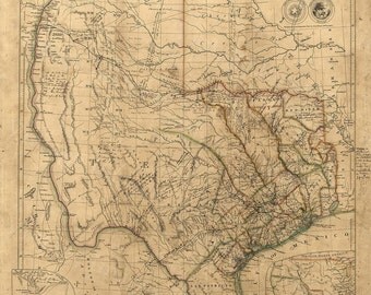 Old Texas wall Map 1841 Historical Texas map Antique Restoration Hardware Style Map of Texas state Map Vintage Texas Map Fine Art Map Print