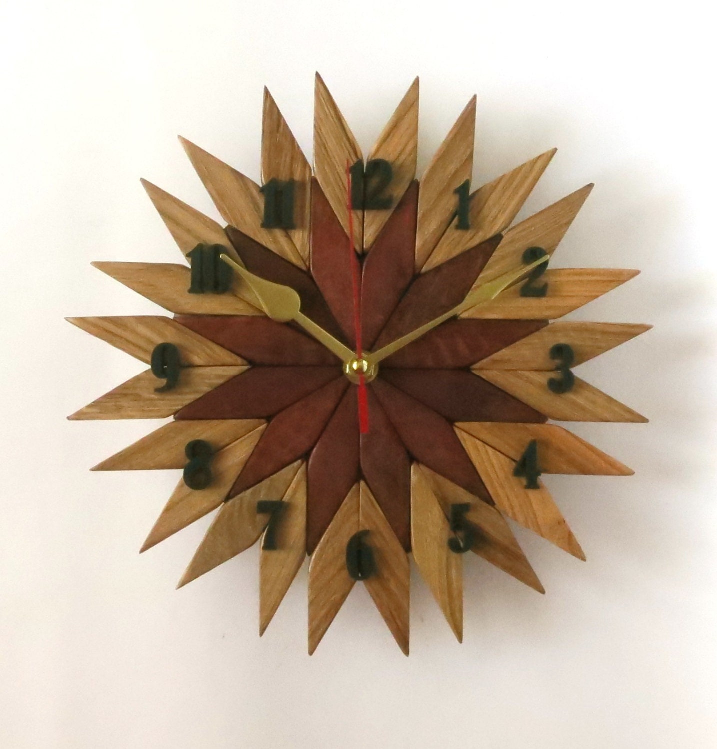Starburst clock Wooden wall clock art clock N7 by OlaDiClock