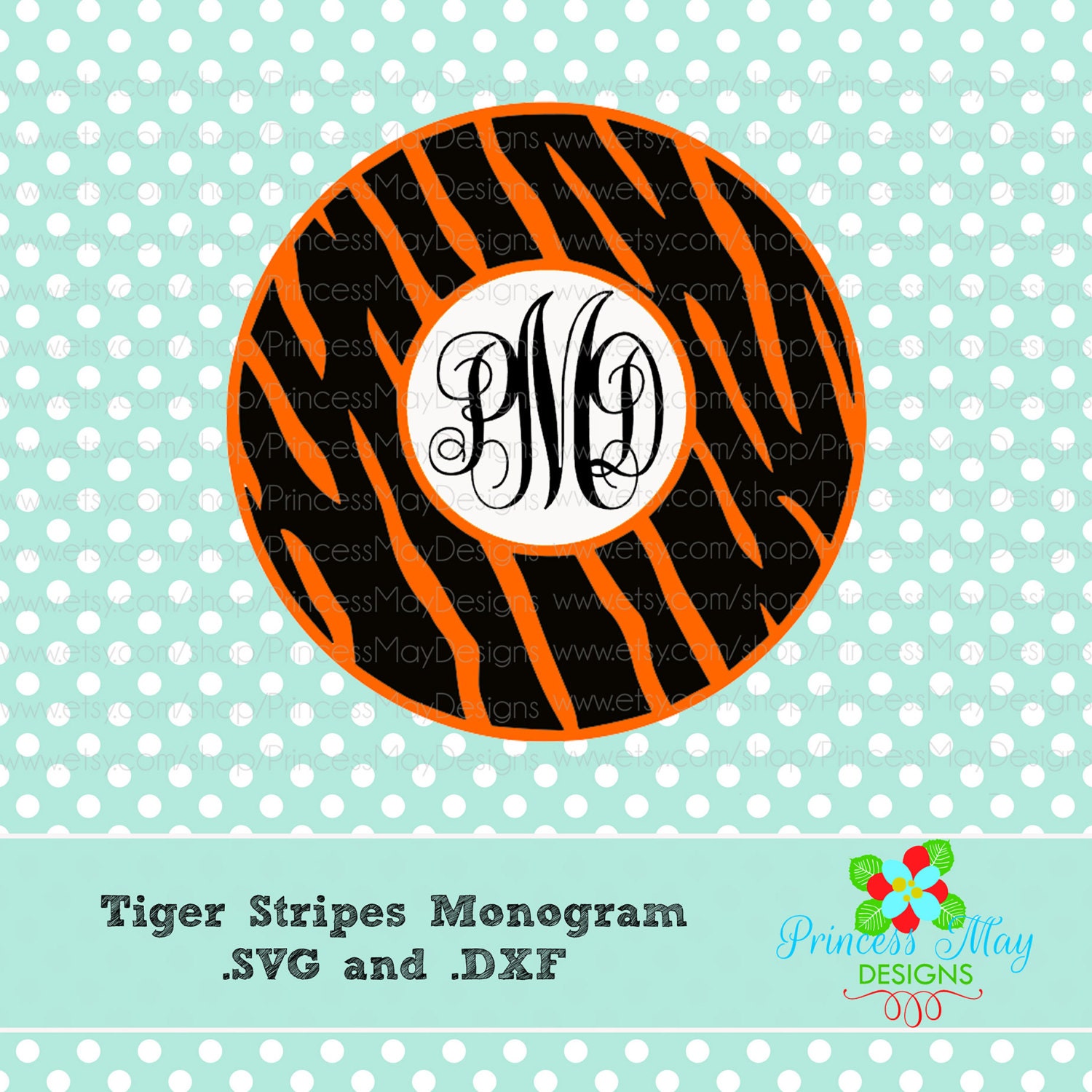 Download Tiger Stripes Monogram Digital File SVG and DXF Format