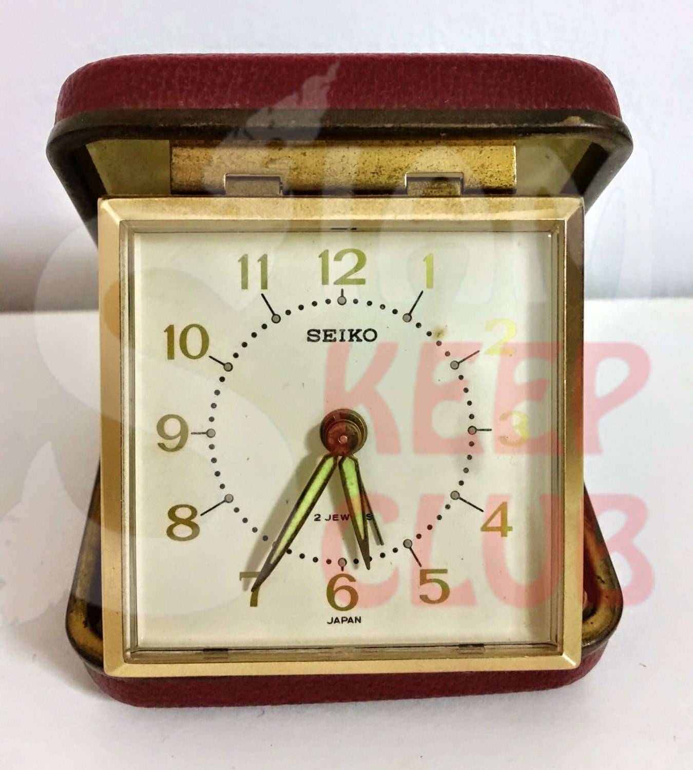 Antique Seiko 2 Jewels windup travel alarm clock by