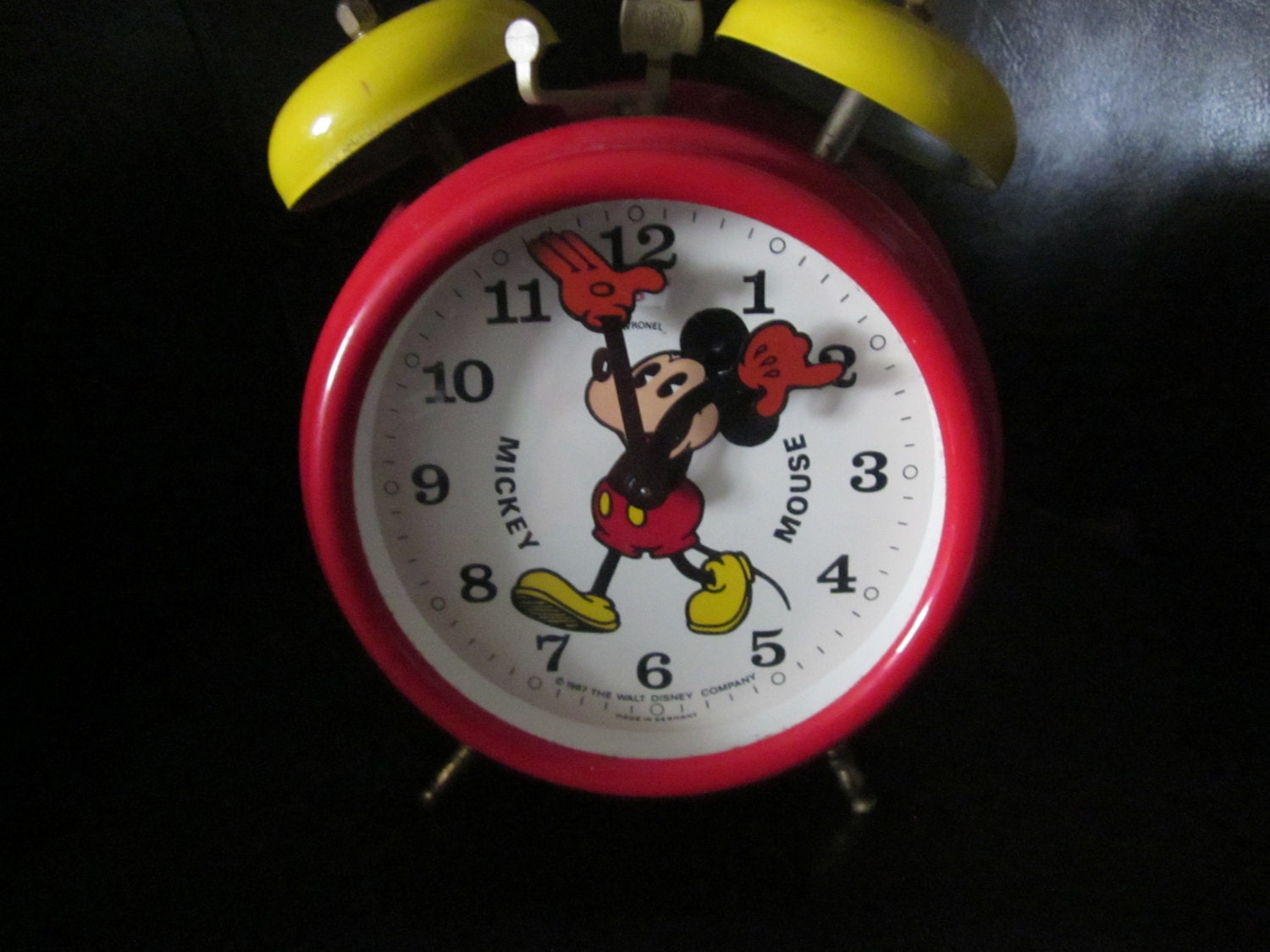 Vintage Disney Mickey Mouse Wind Up Steel Alarm Clock. Made in