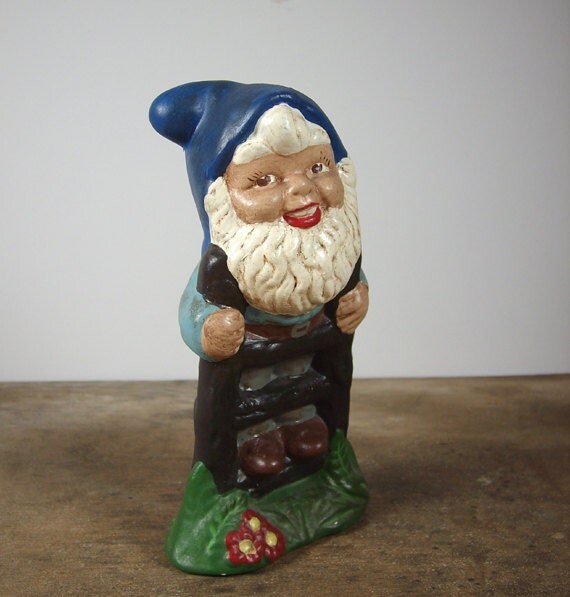Vintage Ceramic Gnome Figurine Garden Pixie Elf