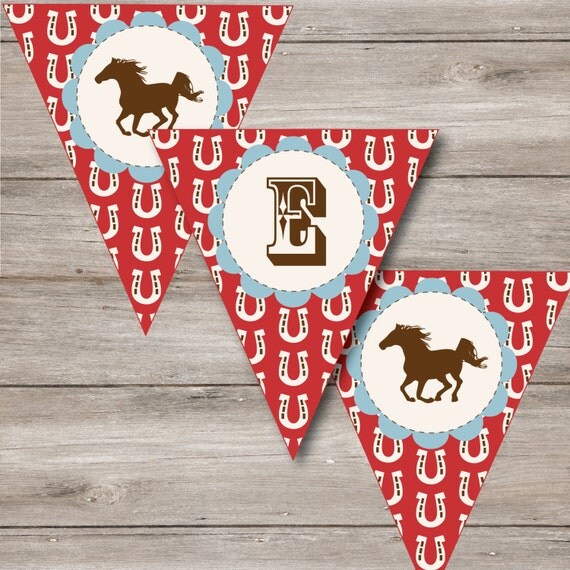 Instant Download Editable Horse Pennant Banner Horse