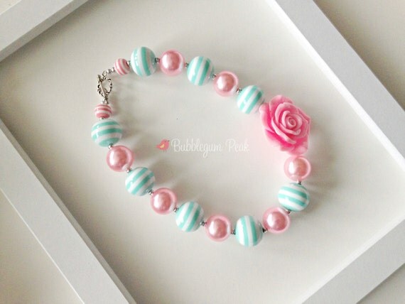 Pink Flower Chunky Necklace Photo Prop Bubblegum Necklace Toddler Necklace Baby Necklace Baby Jewelry Chunky Bead Flower Necklace Baby Photo