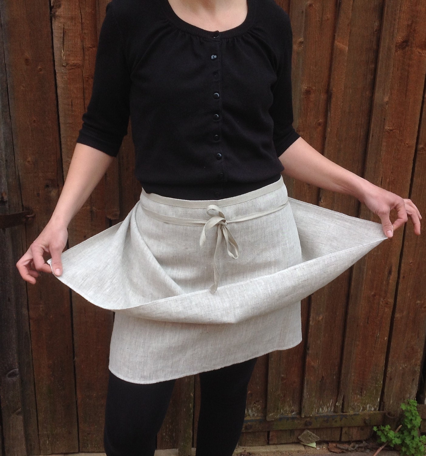 linen apron / four way chefs apron / half apron / bistro apron