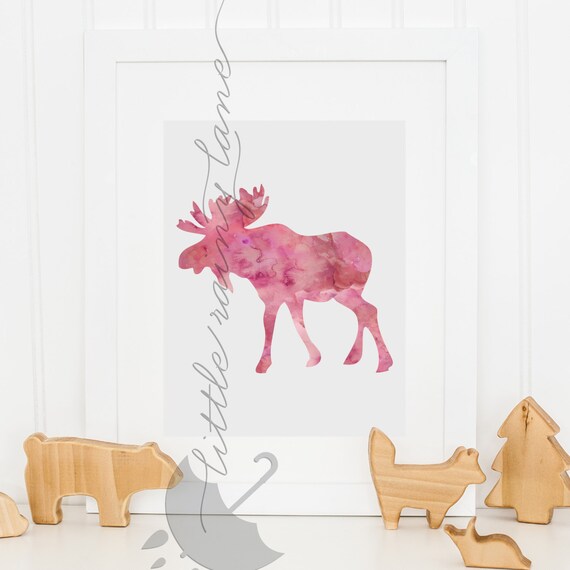 Moose decor nursery decor moose art by LittleRainyLane on Etsy