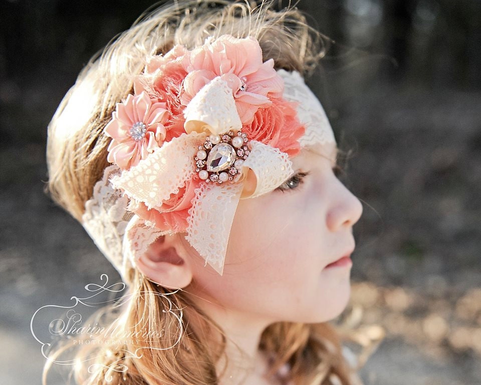 Peach Headband/Toddler Headband/Girl Headband/Newborn