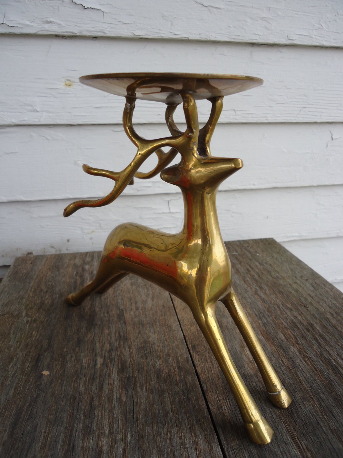 Vintage Brass Reindeer Candle Holder