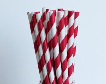 Red Striped Paper Straws-Red Straws-Striped Straws-Party Straws-Wedding Straws-4th of July Straws-Mason Jar Straws-Shower Straws