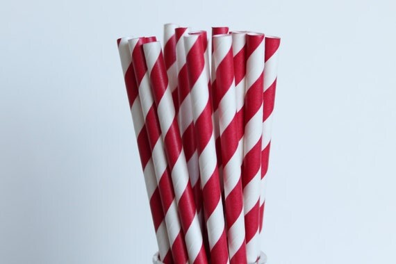 Red Striped Paper Straws-Red Straws-Striped Straws-Party Straws-Wedding Straws-4th of July Straws-Mason Jar Straws-Shower Straws Il_570xn