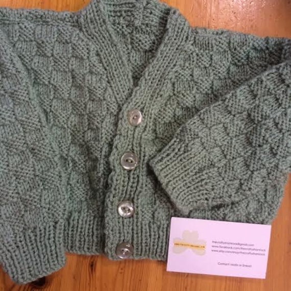 Irish Hand Knit Baby Cardigan/Sweater by TheCraftyShamrock on Etsy