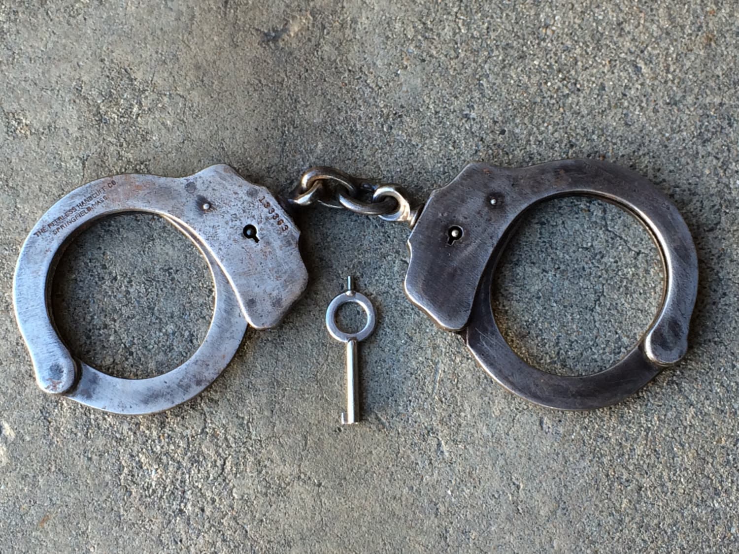 Vintage PEERLESS Handcuffs With Key Antique Restraints