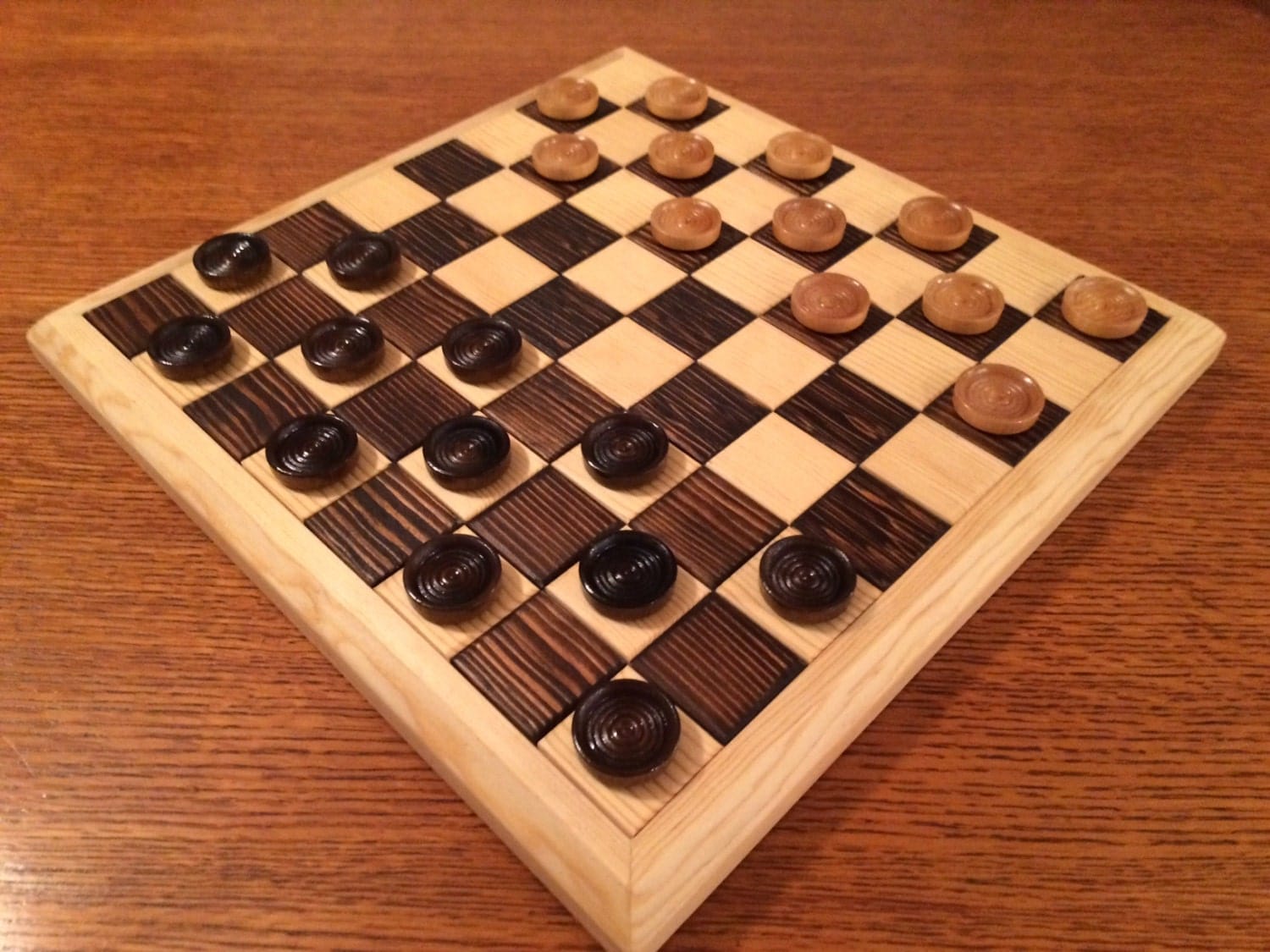 Rustic Wood Checker Board Handcrafted by BarneysWoodCreations