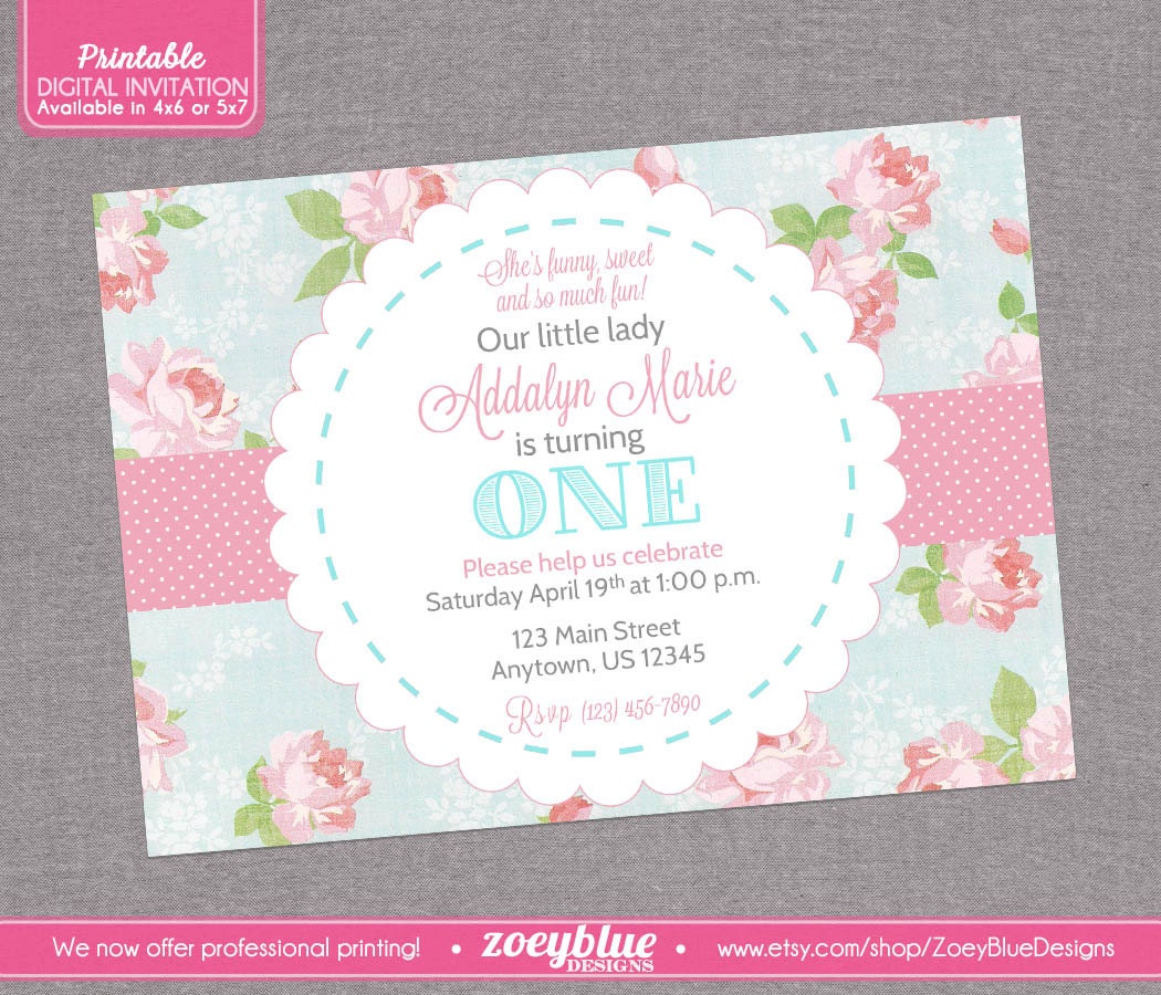 Shabby Chic Birthday Invitation Vintage Floral by ...