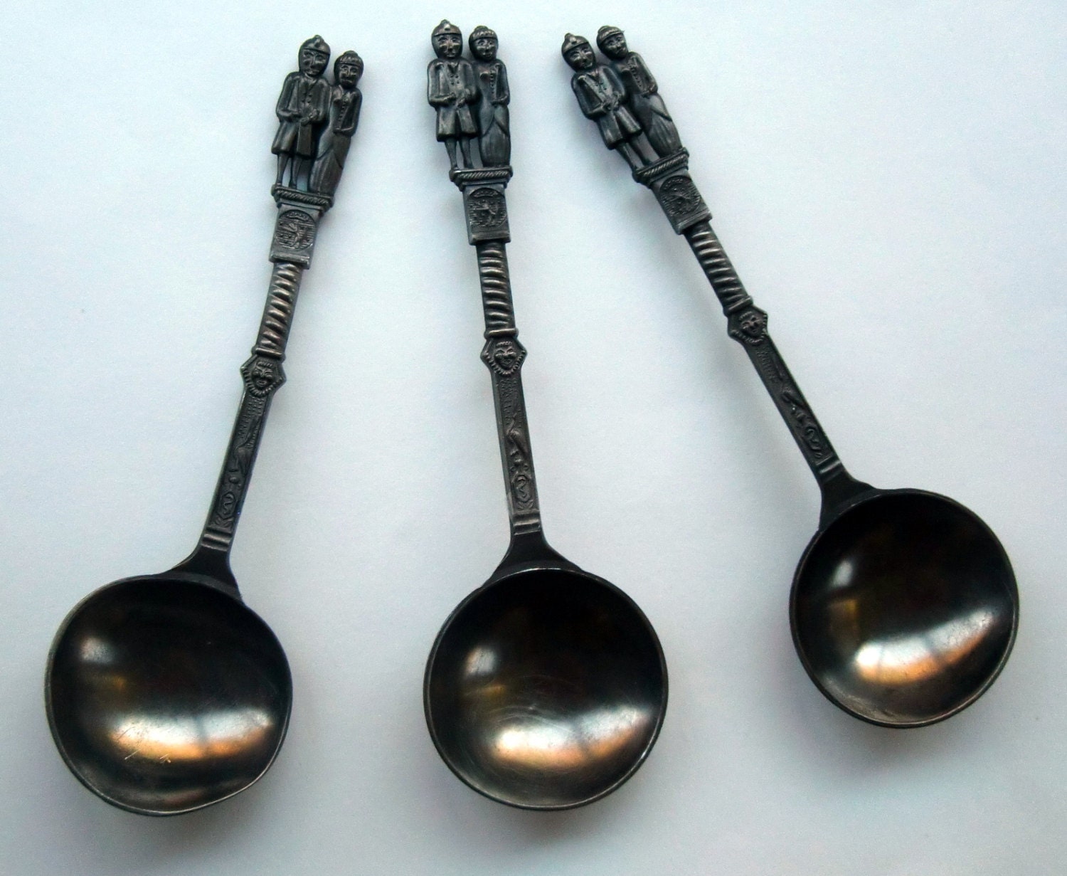 Vintage Pewter Serving Spoons Wedding Spoons Kitchen Decor