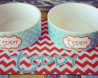 Personalized Pet Food and Water Bowls - Dog Bowl/Cat Bowl - Monogram Your Pet - Design Your Own - Custom Made