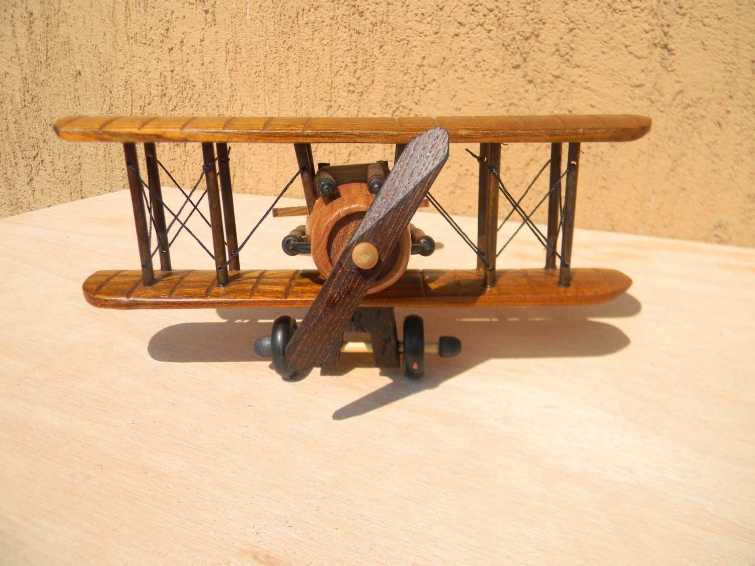 Wooden toy plane hand carved biplane by JadAngel on Etsy