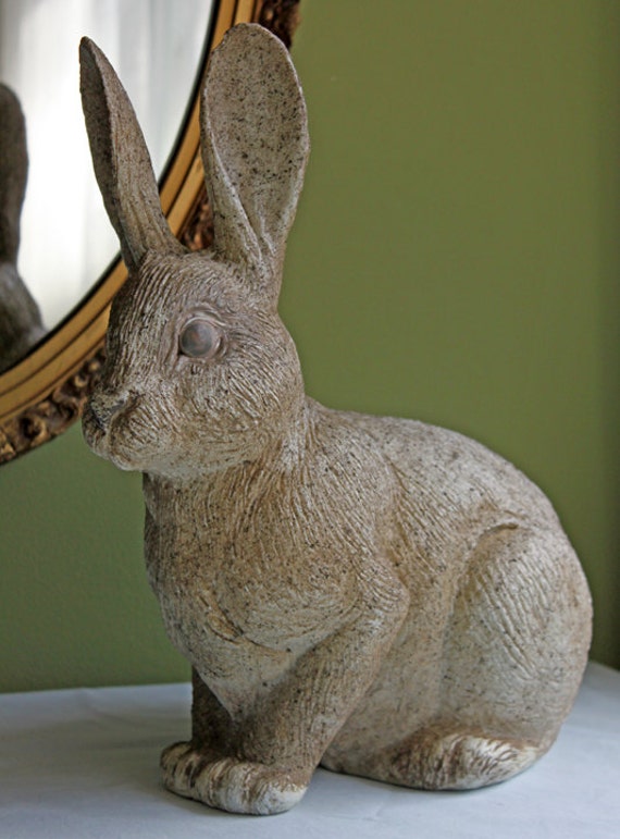 3r studios brown resin rabbit with basket statue