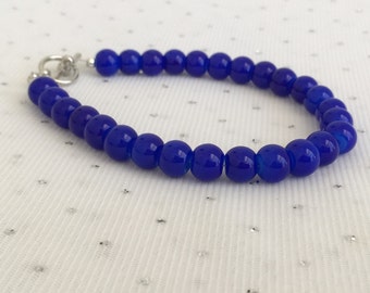 Dark Blue Beaded Bracelet, Dark Blue Wedding Jewelry, Bridesmaid Gift, Blue Bridesmaid Jewelry, Blue Beaded Jewelry