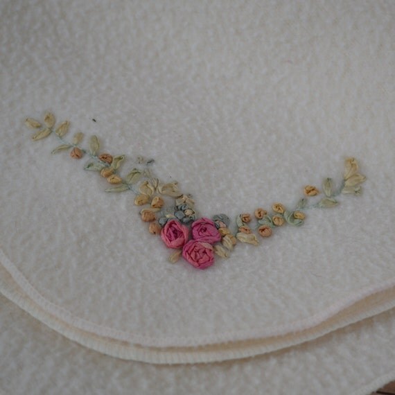 shabby chic embroidered cream fleece baby blanket with roses shabby chic embroidered cream fleece baby blanket with roses