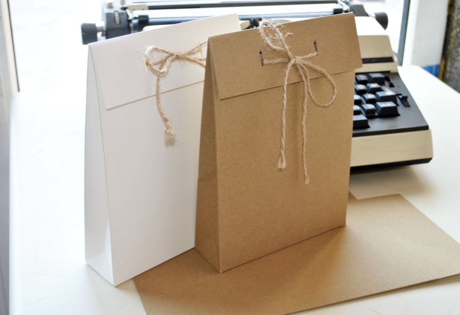 12 Gift bags I Grey white natural brown kraft gift bags I