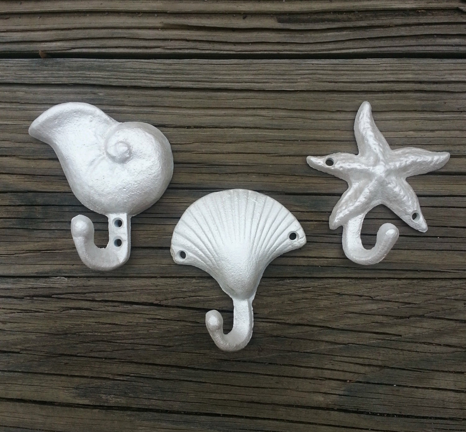 Seashell Cast Iron Towel Hooks Beach House Decor. Beach