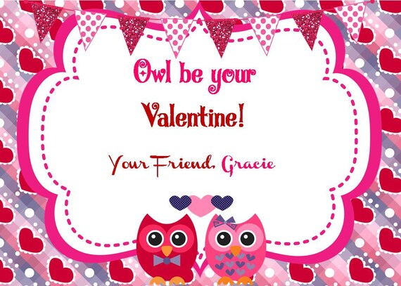 Valentine cards owl Digital DIY