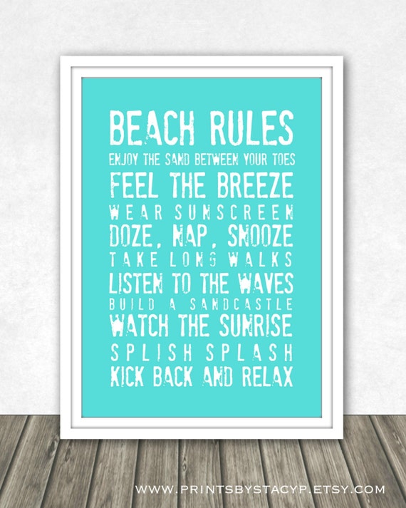 Items similar to INSTANT DIGITAL DOWNLOAD . . . Beach Rules . Beach ...