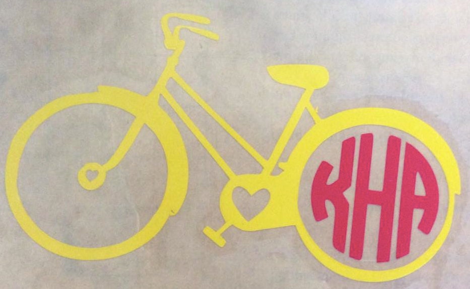Bike Monogram Decorative Decal. So cute