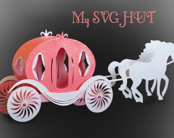 3D SVG PDF Princess Carriage SVG digital download