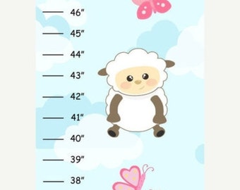 MEGA SALE SALE Personalized Sheep with Clouds Full Color Background Canvas Growth Chart
