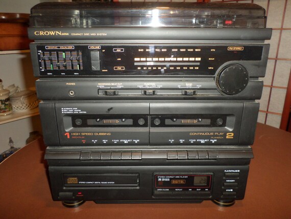 1990 crown stereo midi record disc compact player cd cassette