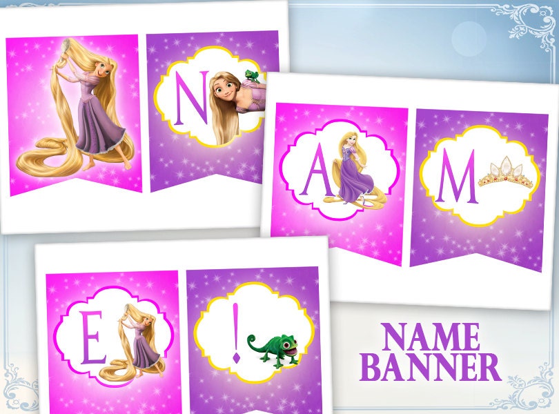 Princess Rapunzel Name banner Tangled banner Printable digital