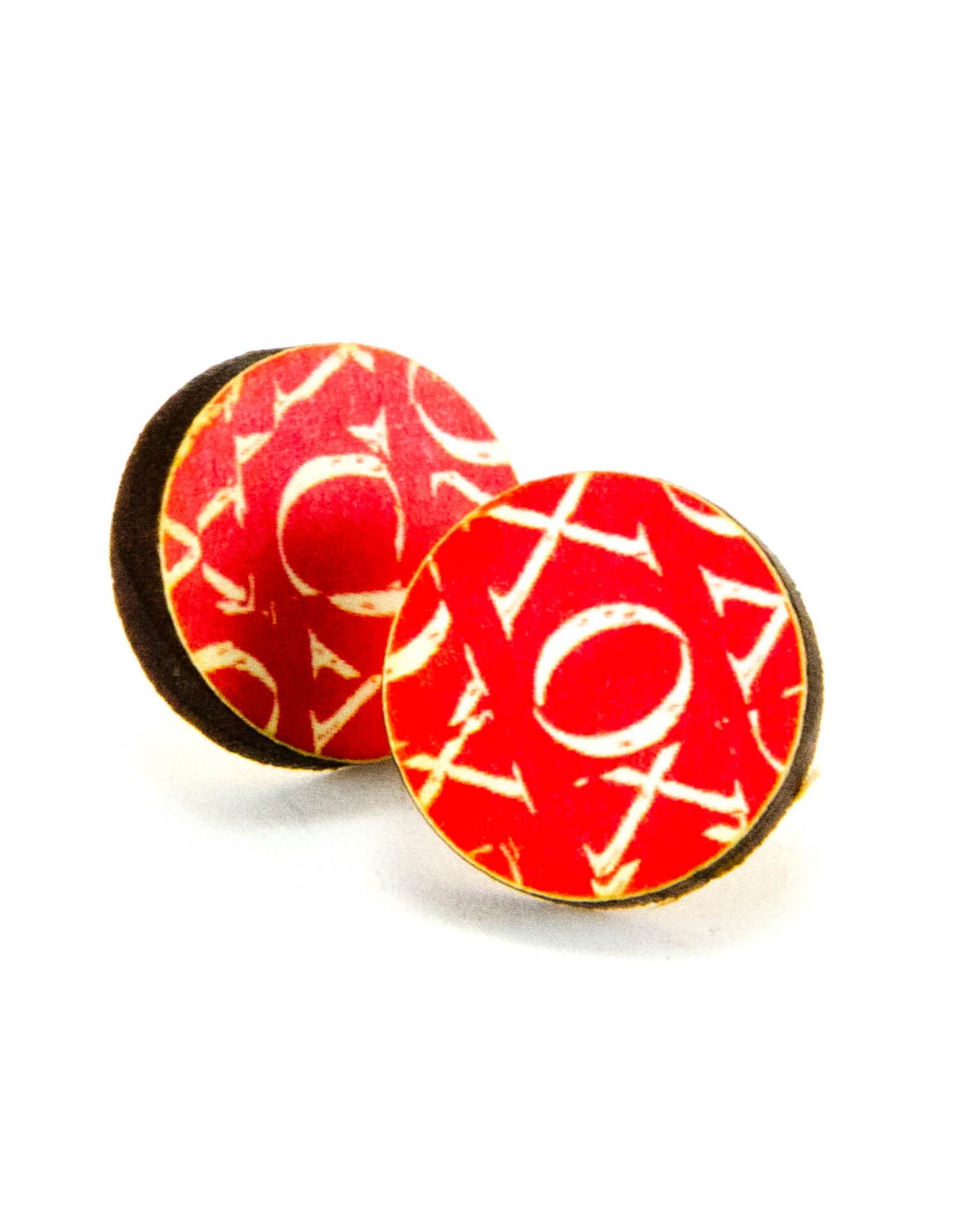 Small Round Wooden Valentine's Day Stud Earrings by JDBmercantile