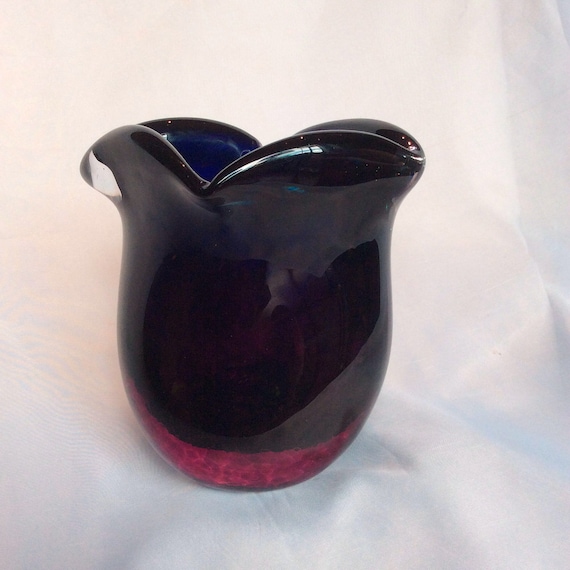 Items similar to Heavy Glass Art Sommerso Tulip Vase. Hand Blown Glass
