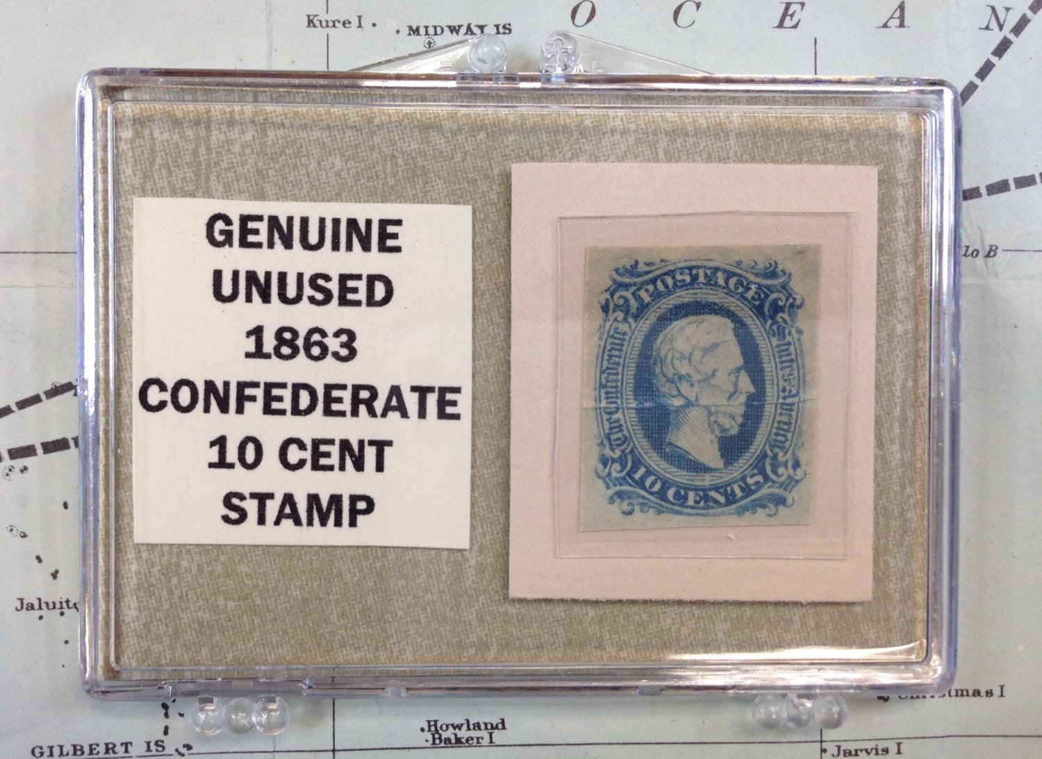 Original 1863 US Confederate 10 Cent Stamp by BlueMonkeyAntiques