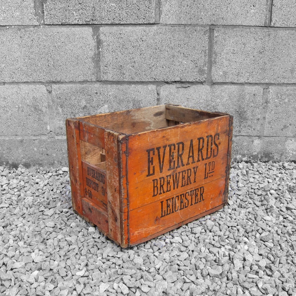 Everards Vintage Orange Brewery Crate Box Wine Bottle Storage Rack