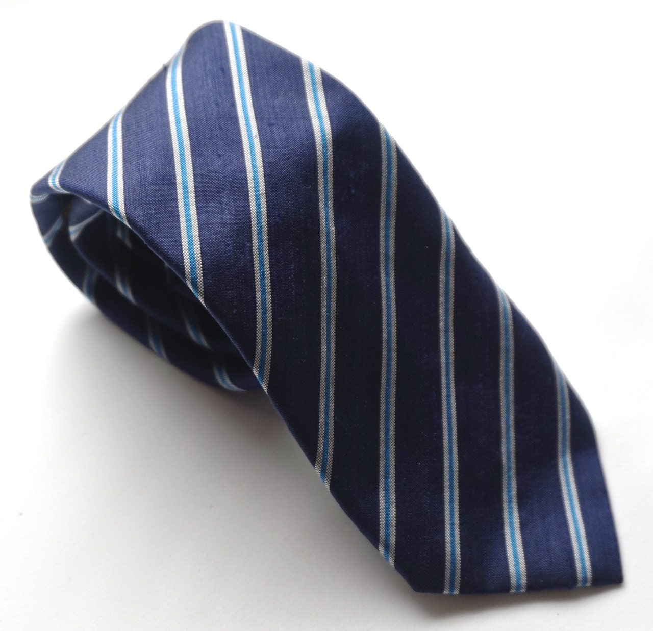 THAI SILK Tie Vintage Tie Diagonal Stripe Tie Hand Made