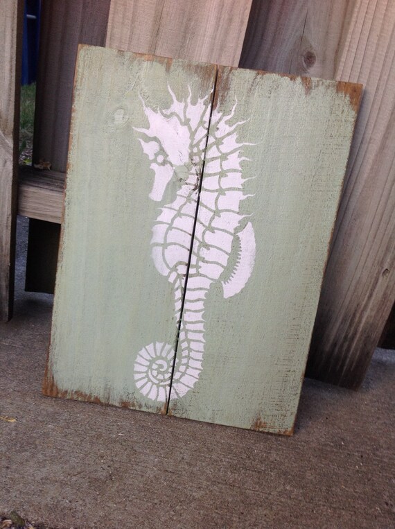 Seahorse Wall decor Beach decor Nautical art Seahorse art