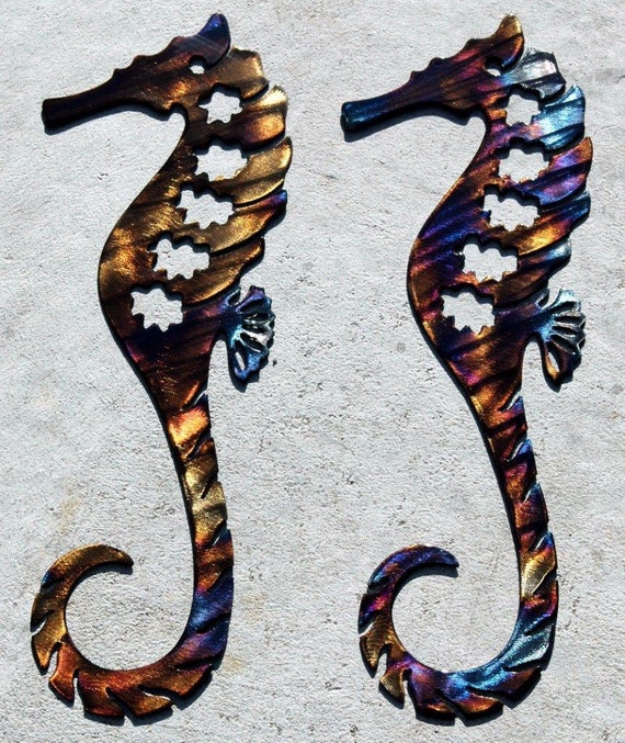 Seahorse Decor Bathroom Art Set of Two