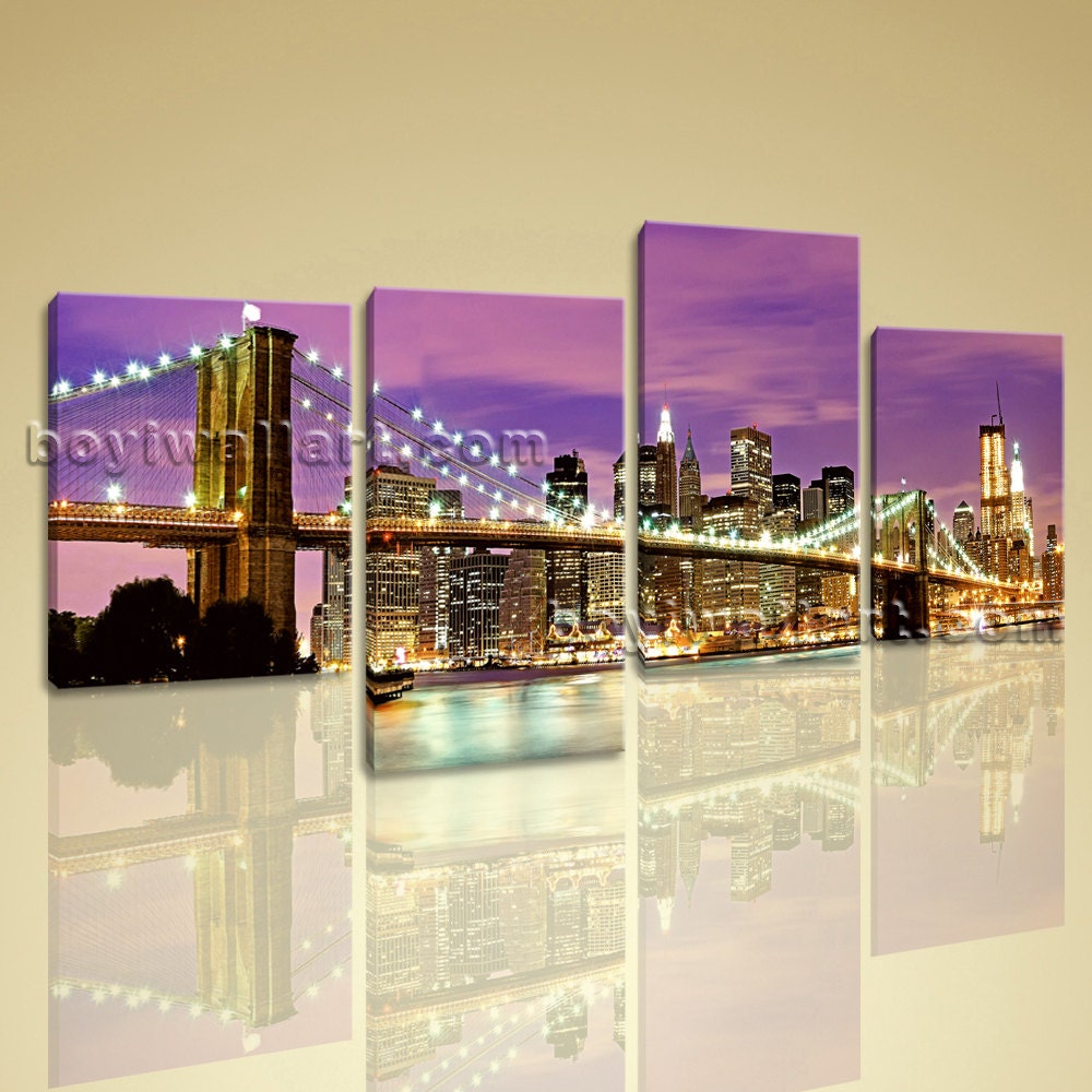 Large Canvas Prints Cityscape New York Night by BoYiArtGallery