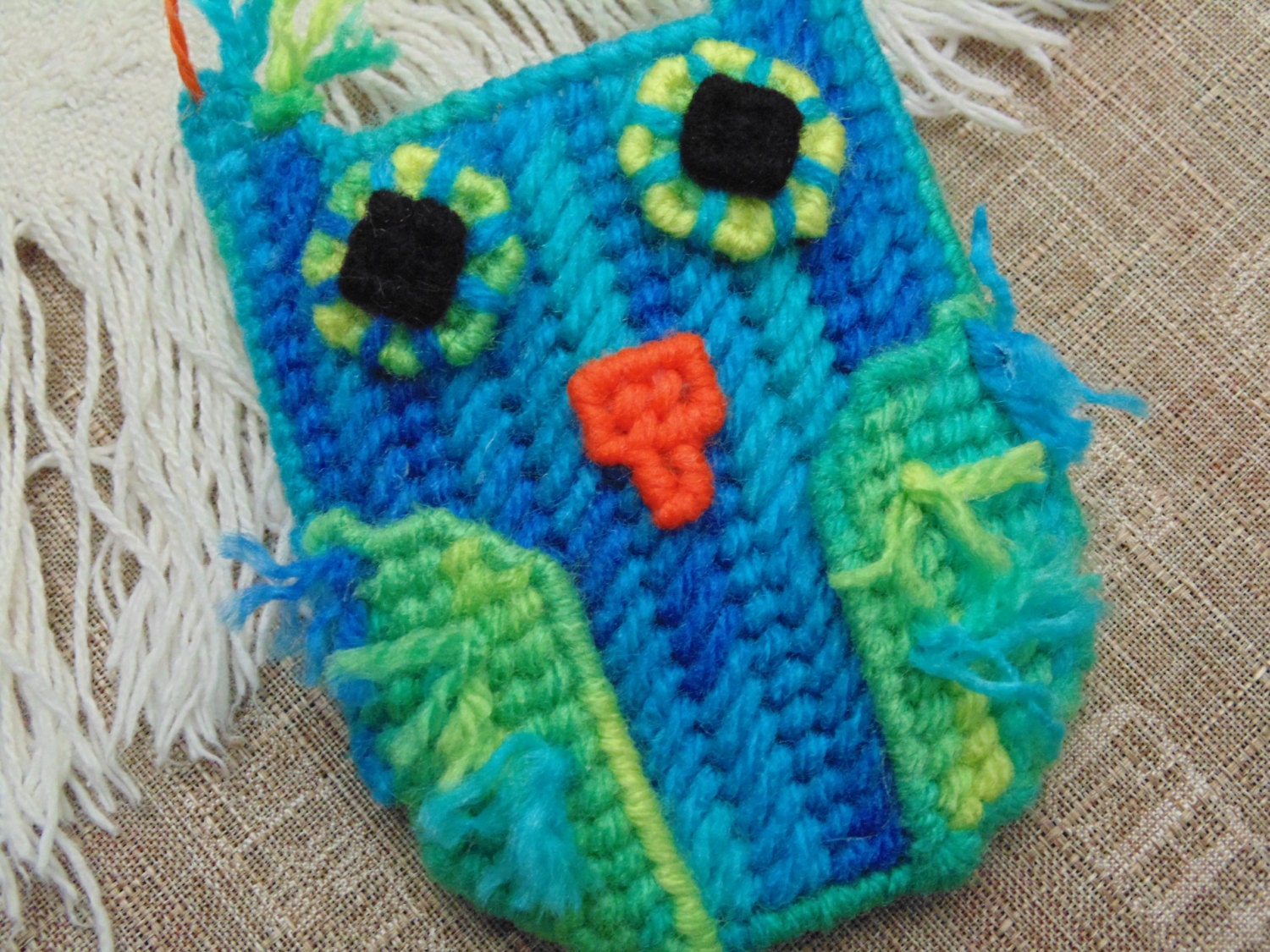 Boho Owl Ornament Business or Gift Card Holder in Needlepoint