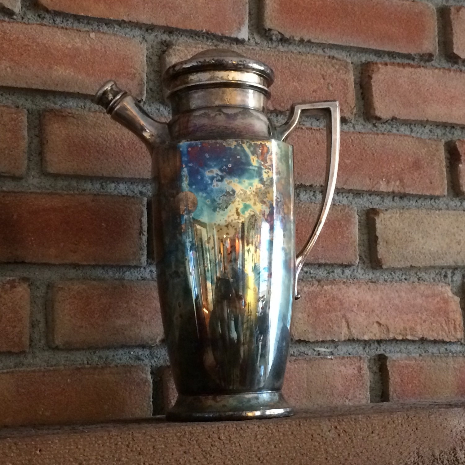 Vintage Martini Shaker by Homan. Silver Plated Cocktail Mixer. Drink